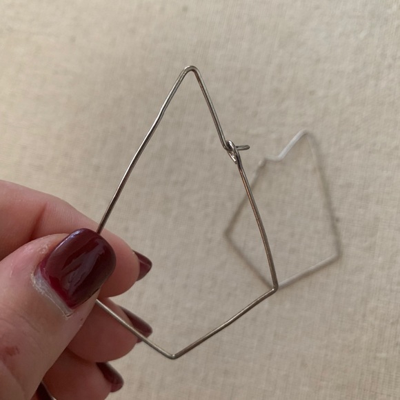 Silver Asymmetrical Hoops - Picture 3 of 3